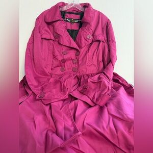 C Magic Women's Double-Breasted Fuchsia Pea Coat